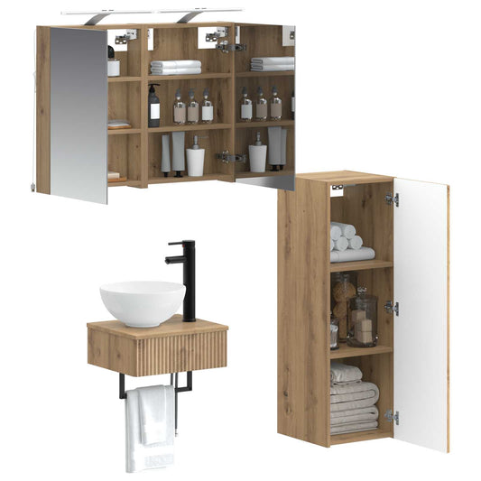 Bathroom Cabinet Set 4 pcs Artisan Oak 40 x 10.5 x 60.5 cm