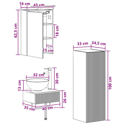 Bathroom Cabinet Set 4 pcs White 43 x 16 x 62.5 cm