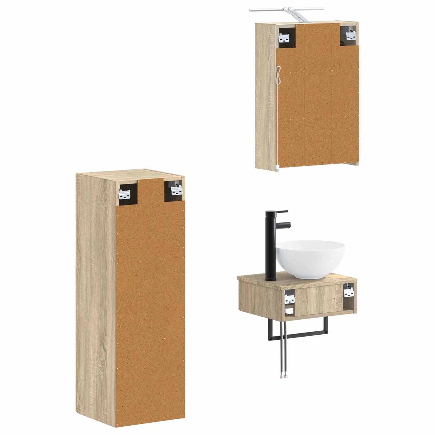 Bathroom Cabinet Set 4 pcs Sonoma Oak 43 x 16 x 62.5 cm