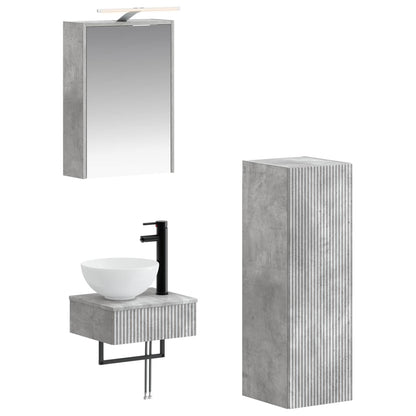 Bathroom Cabinet Set 4 pcs Concrete Grey 43 x 16 x 62.5 cm