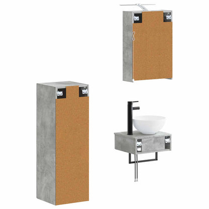 Bathroom Cabinet Set 4 pcs Concrete Grey 43 x 16 x 62.5 cm