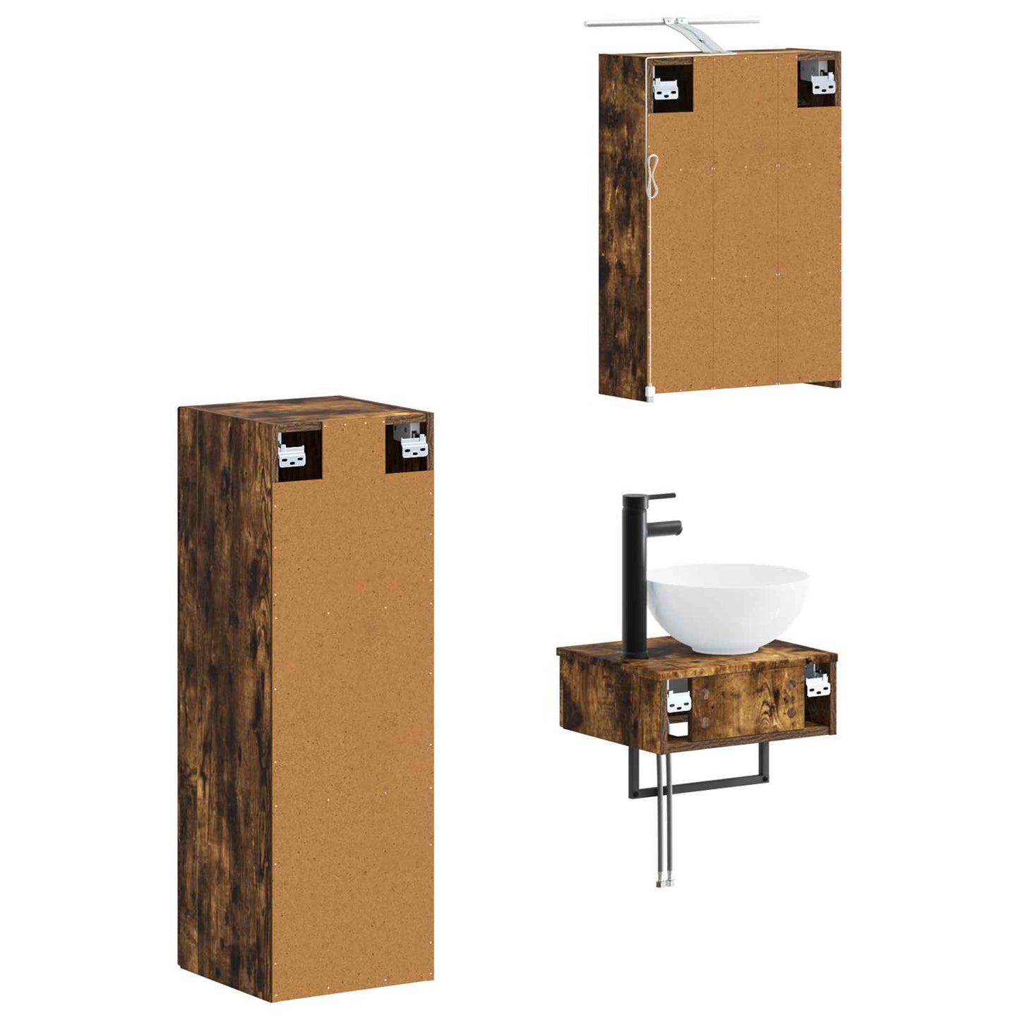 Bathroom Cabinet Set 4 pcs Smoked Oak 43 x 16 x 62.5 cm