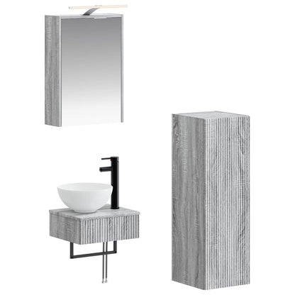 Bathroom Cabinet Set 4 pcs Grey Sonoma 43 x 16 x 62.5 cm