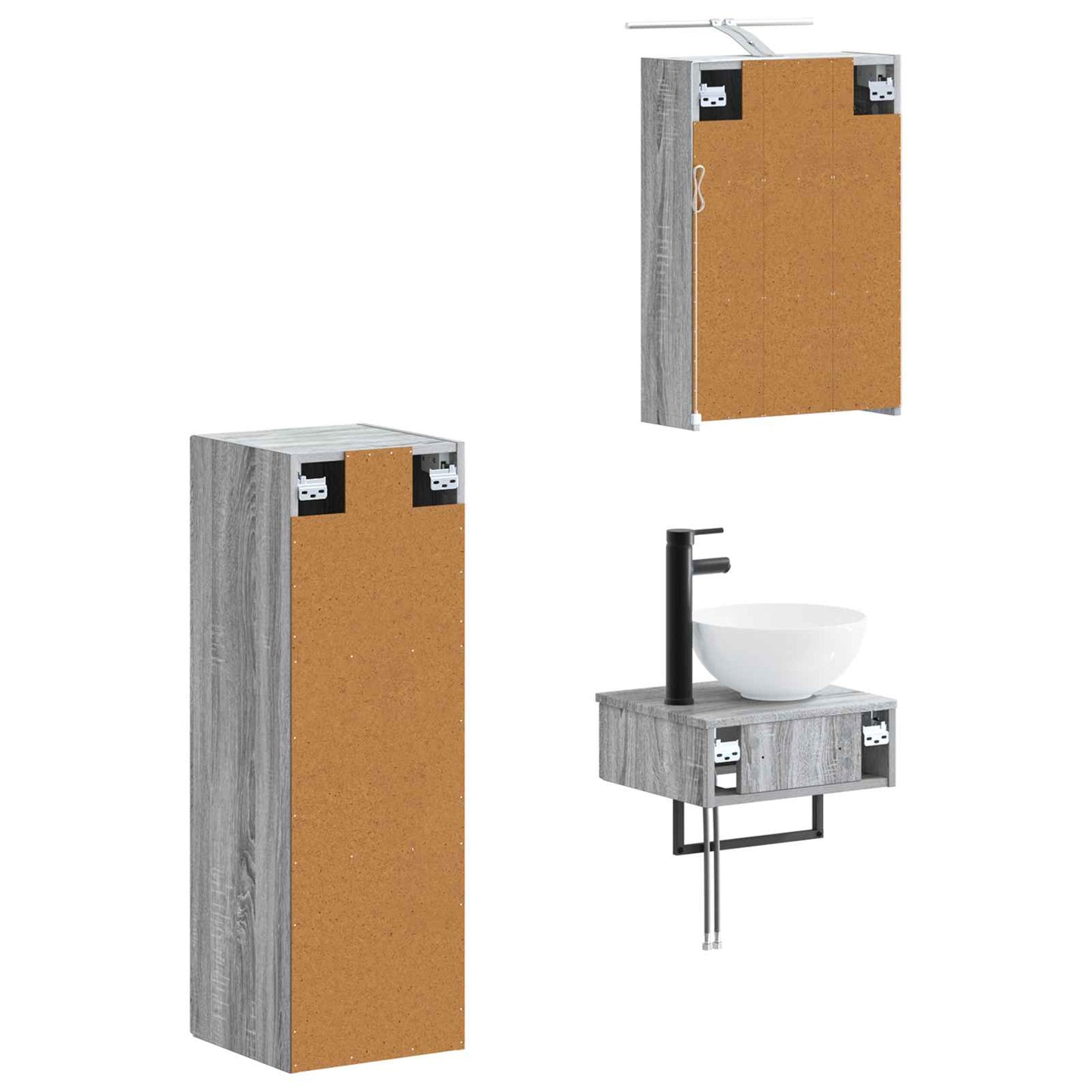 Bathroom Cabinet Set 4 pcs Grey Sonoma 43 x 16 x 62.5 cm