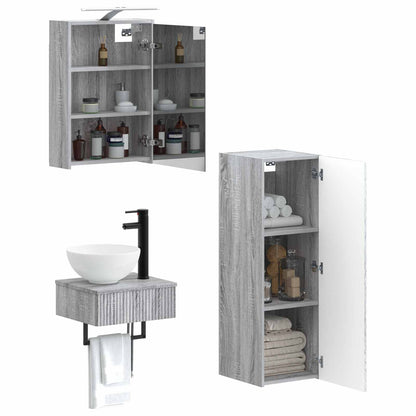 Bathroom Cabinet Set 4 pcs Grey Sonoma 43 x 16 x 62.5 cm