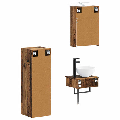 Bathroom Cabinet Set 4 pcs Old Wood 43 x 16 x 62.5 cm
