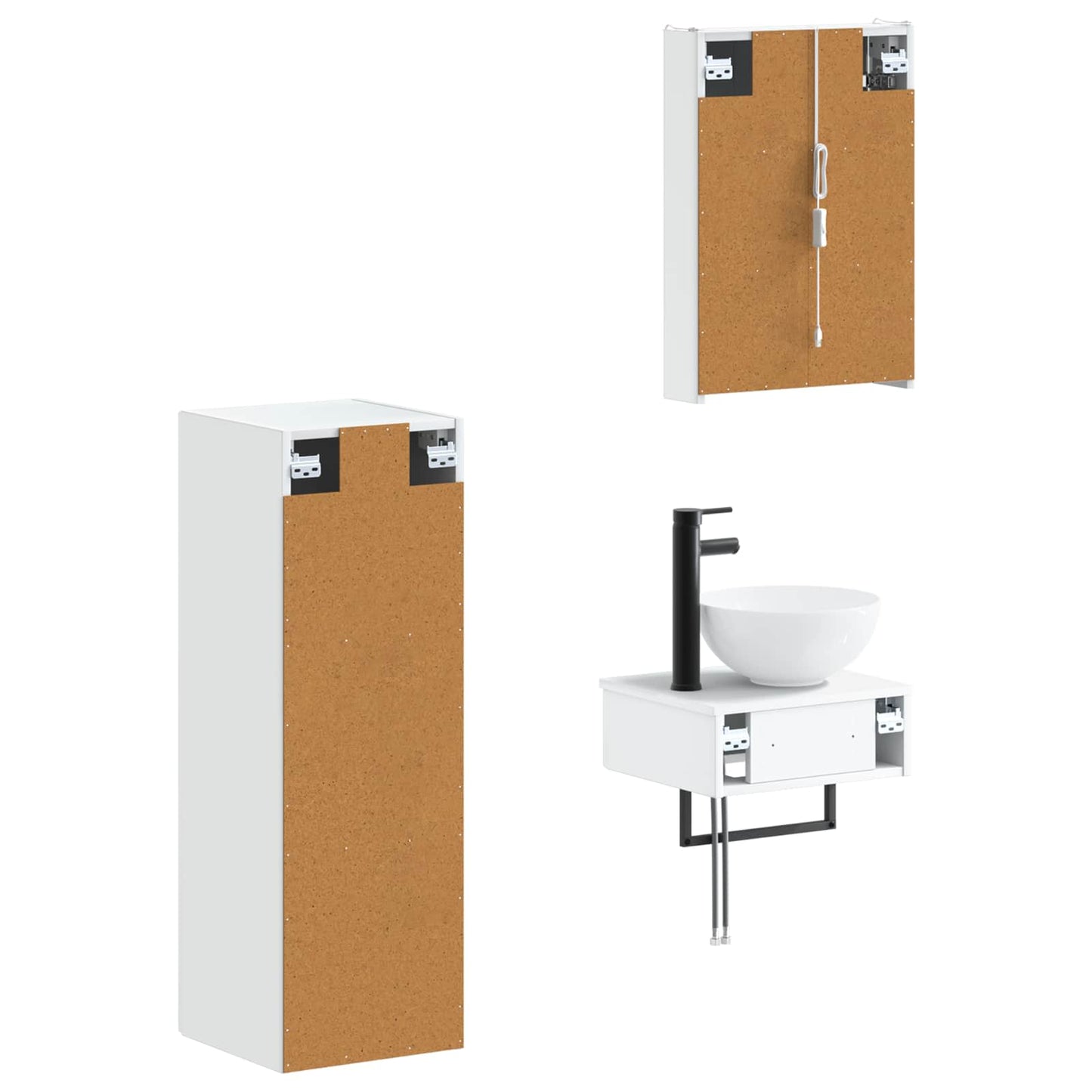 Bathroom Cabinet Set 4 pcs White 43 x 11.5 x 60.5 cm