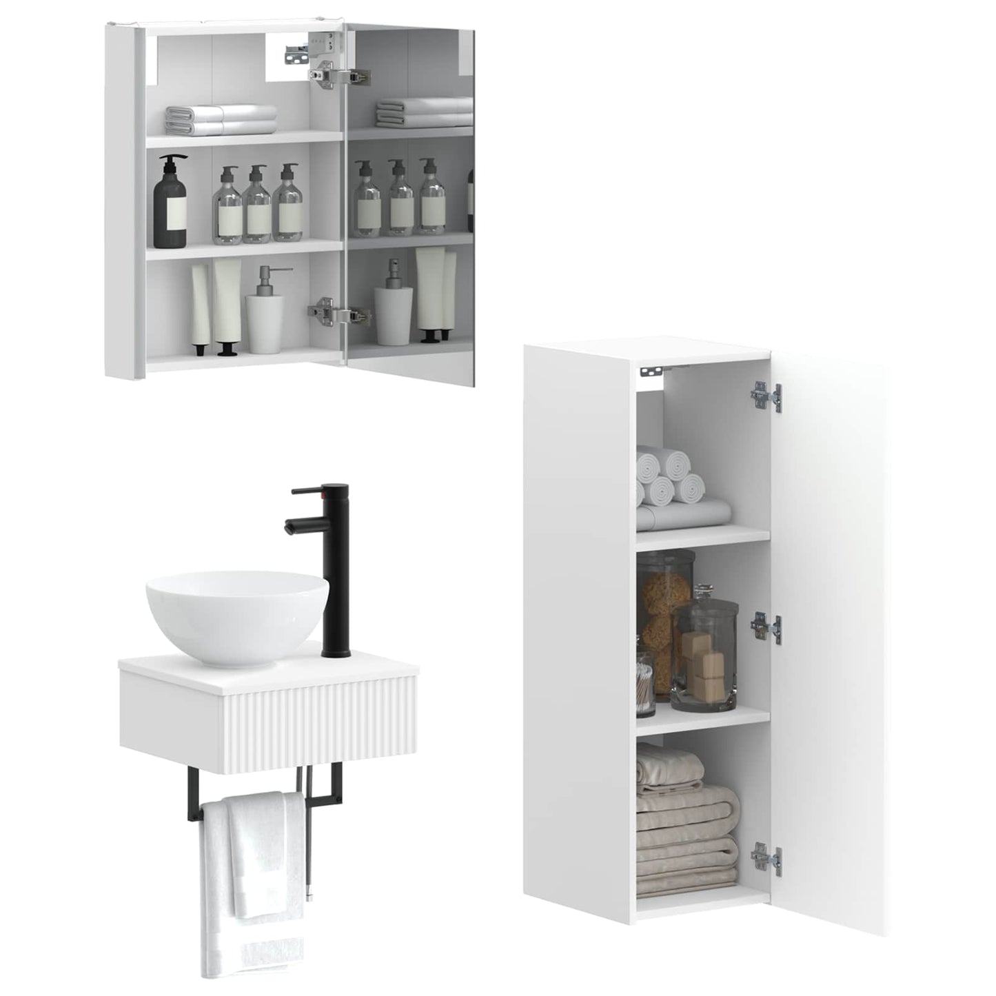 Bathroom Cabinet Set 4 pcs White 43 x 11.5 x 60.5 cm