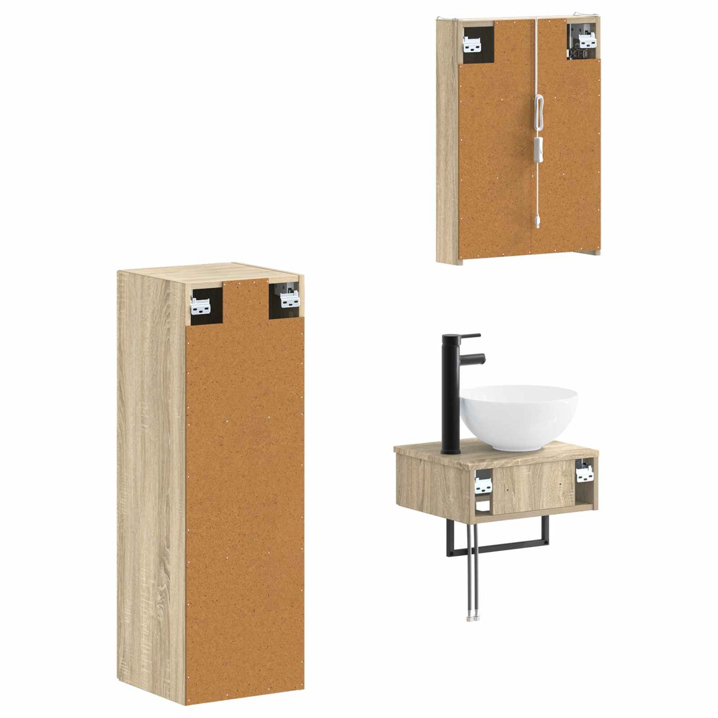 Bathroom Cabinet Set 4 pcs Sonoma Oak 43 x 11.5 x 60.5 cm