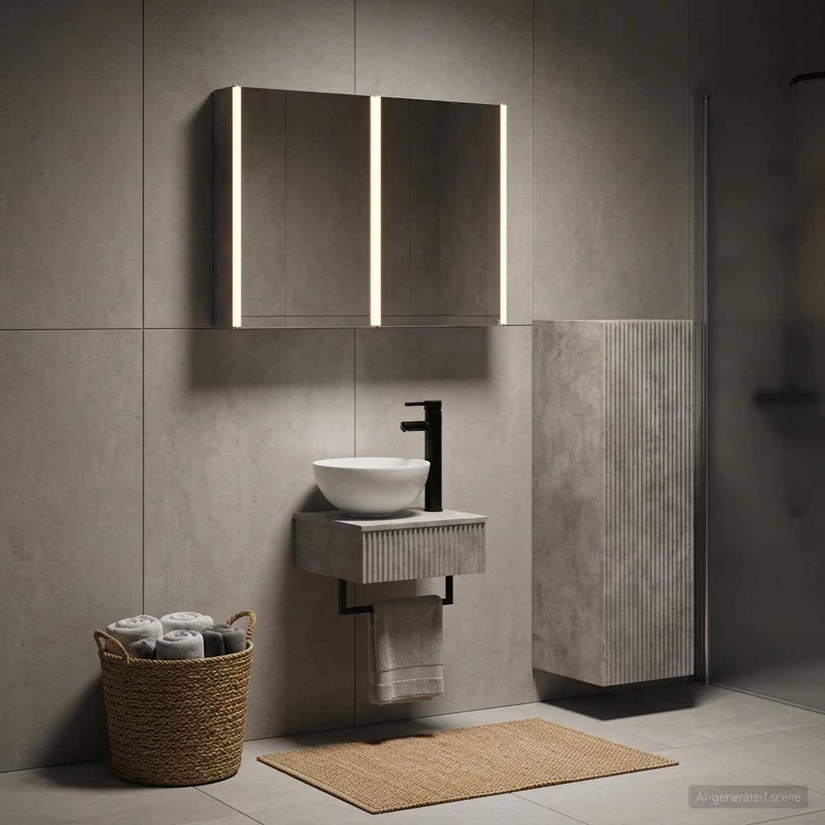 Bathroom Cabinet Set 4 pcs Concrete Grey Engineered Wood