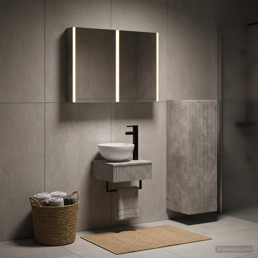 Bathroom Cabinet Set 4 pcs Concrete Grey Engineered Wood