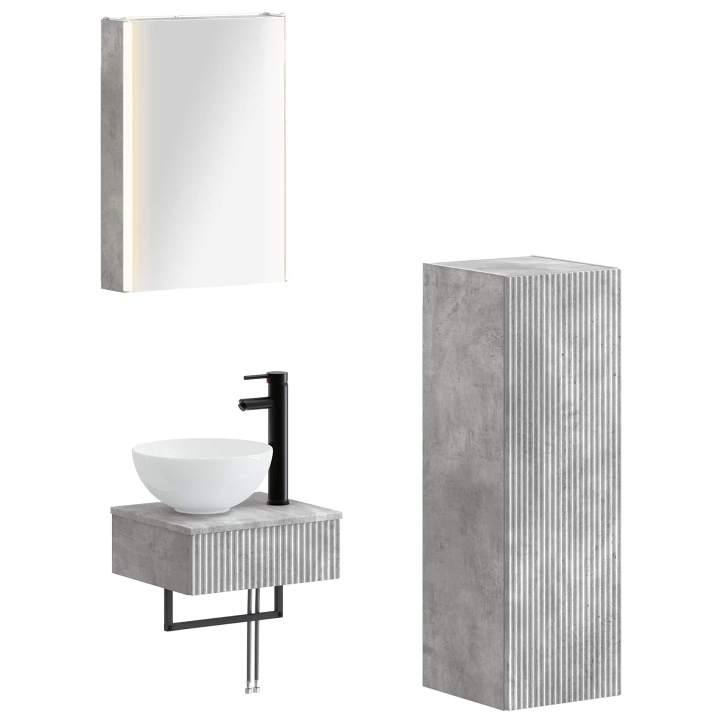Bathroom Cabinet Set 4 pcs Concrete Grey 43 x 11.5 x 60.5 cm