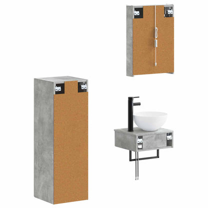 Bathroom Cabinet Set 4 pcs Concrete Grey 43 x 11.5 x 60.5 cm