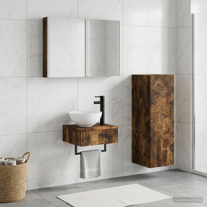 Bathroom Cabinet Set 4 pcs Smoked Oak Engineered Wood