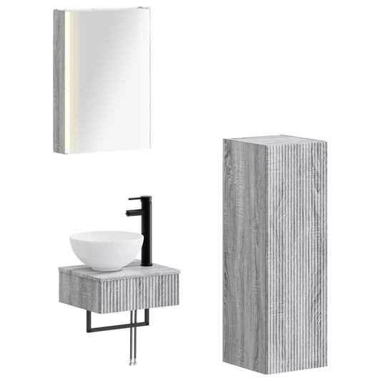 Bathroom Cabinet Set 4 pcs Grey Sonoma 43 x 11.5 x 60.5 cm