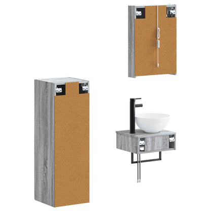 Bathroom Cabinet Set 4 pcs Grey Sonoma 43 x 11.5 x 60.5 cm