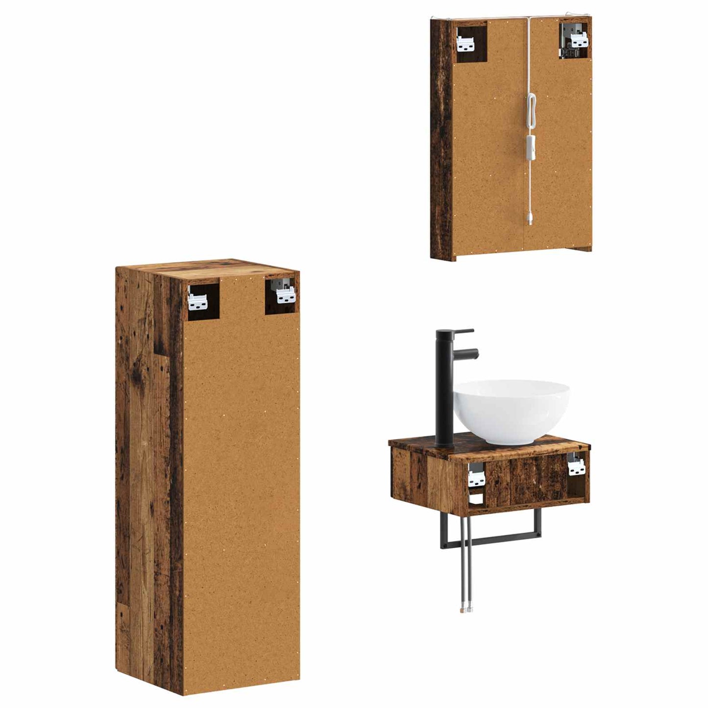 Bathroom Cabinet Set 4 pcs Old Wood 43 x 11.5 x 60.5 cm