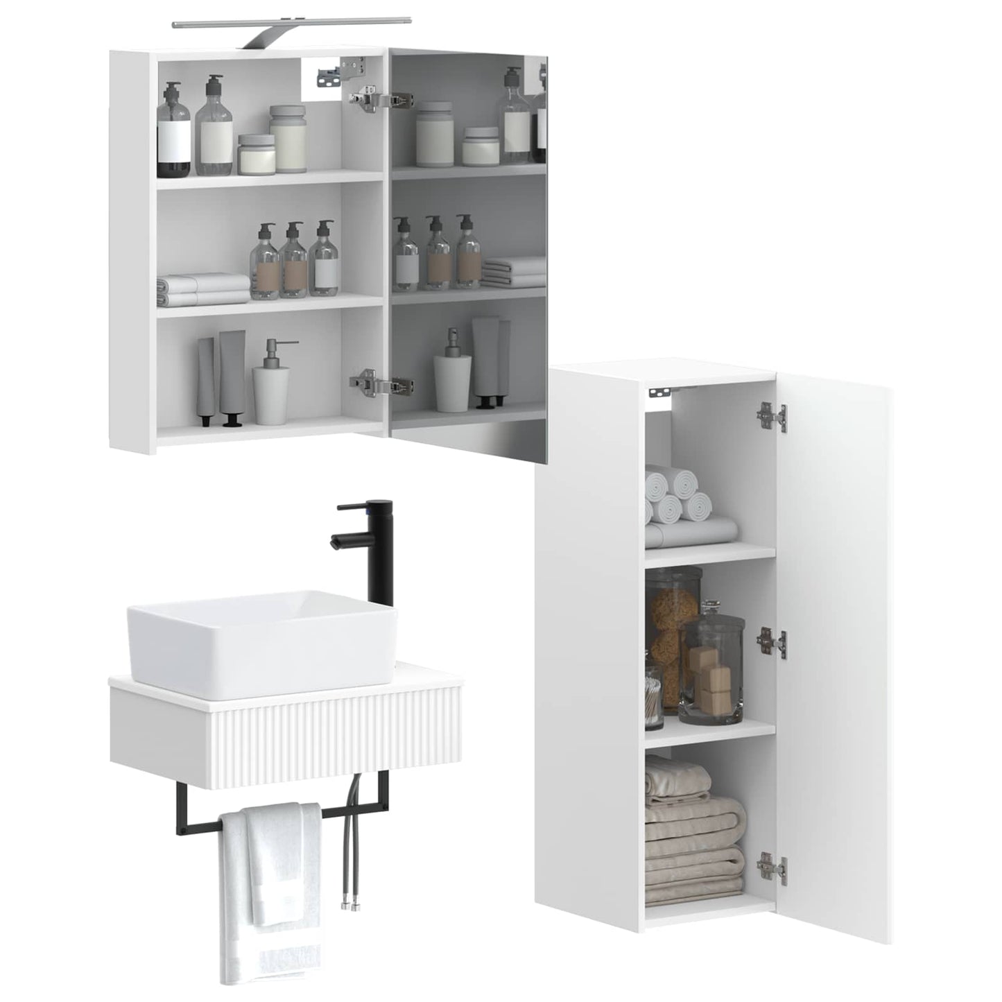 Bathroom Cabinet Set 4 pcs White 50 x 14.5 x 70 cm