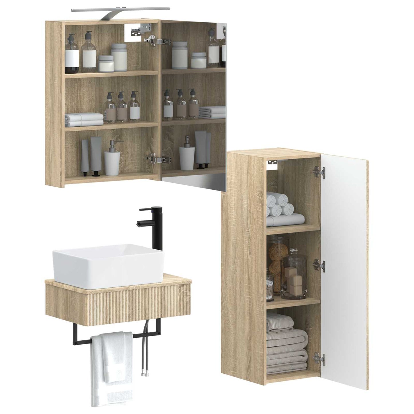 Bathroom Cabinet Set 4 pcs Sonoma Oak 50 x 14.5 x 70 cm