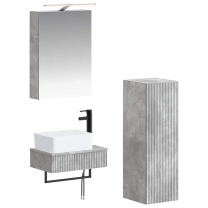 Bathroom Cabinet Set 4 pcs Concrete Grey 50 x 14.5 x 70 cm