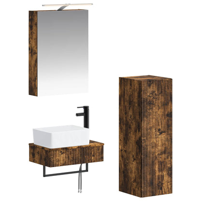 Bathroom Cabinet Set 4 pcs Smoked Oak 50 x 14.5 x 70 cm