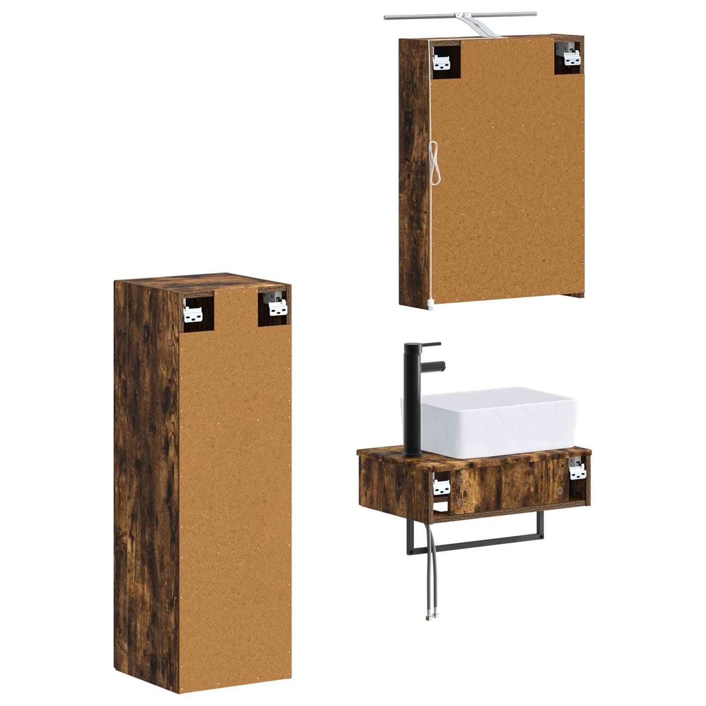 Bathroom Cabinet Set 4 pcs Smoked Oak 50 x 14.5 x 70 cm