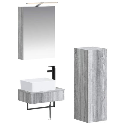 Bathroom Cabinet Set 4 pcs Grey Sonoma 50 x 14.5 x 70 cm