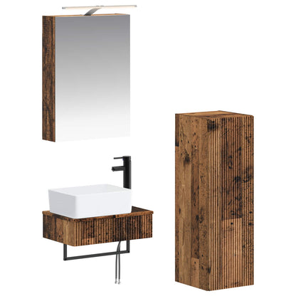Bathroom Cabinet Set 4 pcs Old Wood 50 x 14.5 x 70 cm