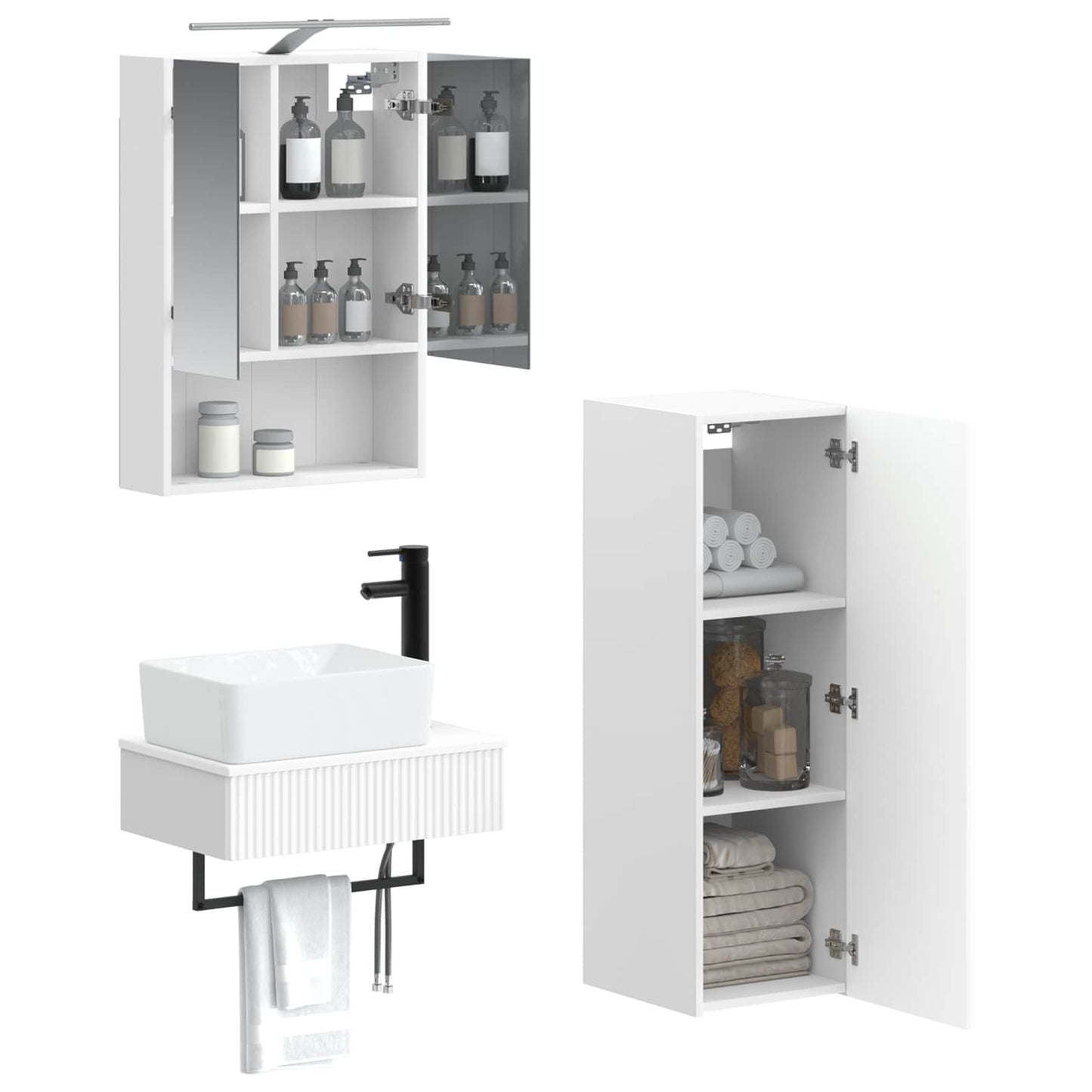 Bathroom Cabinet Set 4 pcs White 50 x 14.5 x 70 cm