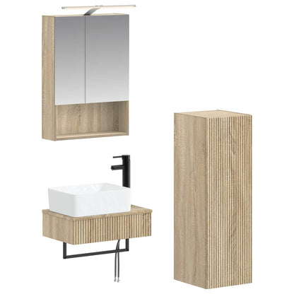 Bathroom Cabinet Set 4 pcs Sonoma Oak 50 x 14.5 x 70 cm