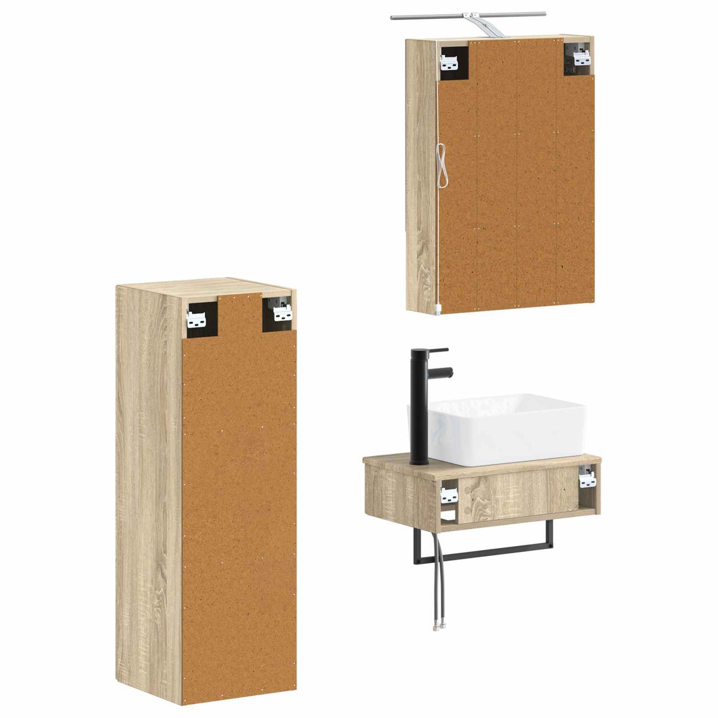 Bathroom Cabinet Set 4 pcs Sonoma Oak 50 x 14.5 x 70 cm