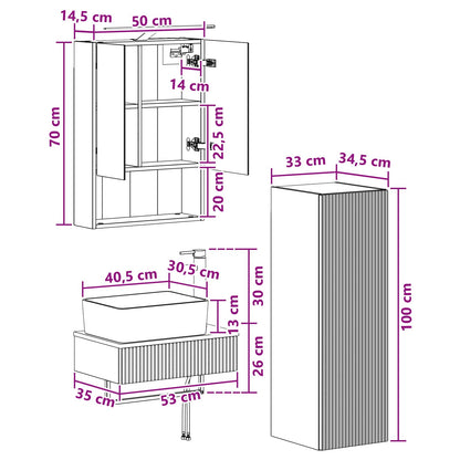 Bathroom Cabinet Set 4 pcs Sonoma Oak 50 x 14.5 x 70 cm