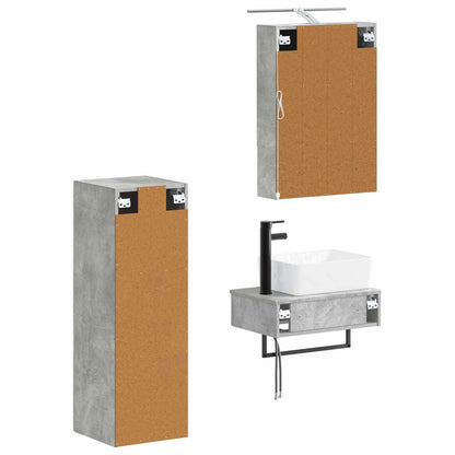 Bathroom Cabinet Set 4 pcs Concrete Grey 50 x 14.5 x 70 cm