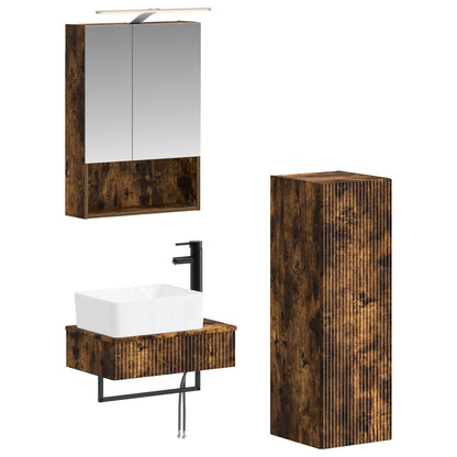 Bathroom Cabinet Set 4 pcs Smoked Oak 50 x 14.5 x 70 cm