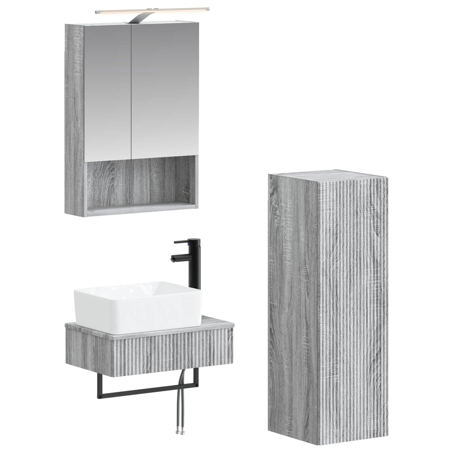 Bathroom Cabinet Set 4 pcs Grey Sonoma 50 x 14.5 x 70 cm