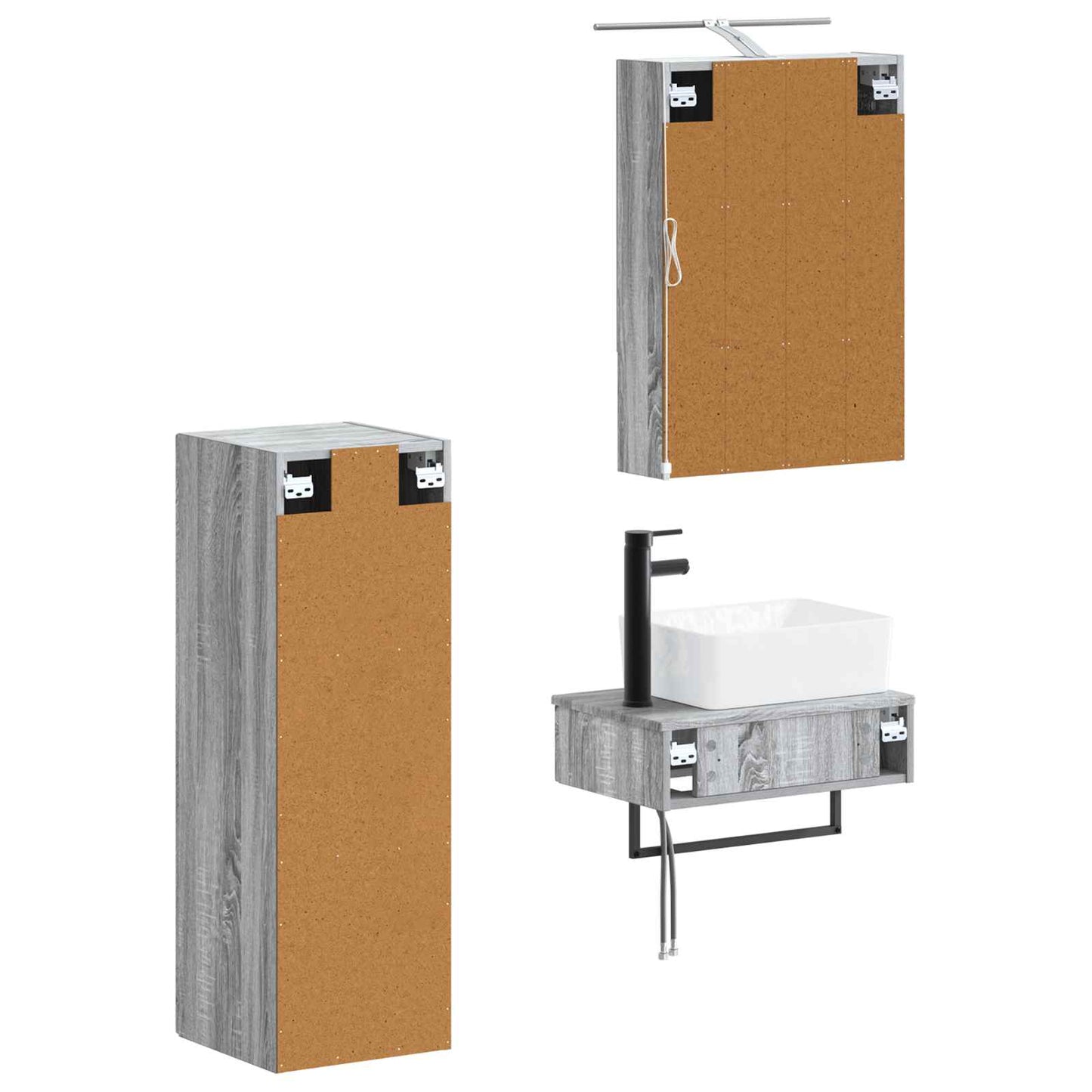 Bathroom Cabinet Set 4 pcs Grey Sonoma 50 x 14.5 x 70 cm