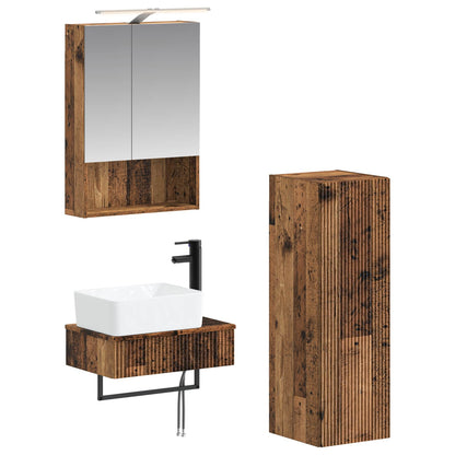 Bathroom Cabinet Set 4 pcs Old Wood 50 x 14.5 x 70 cm