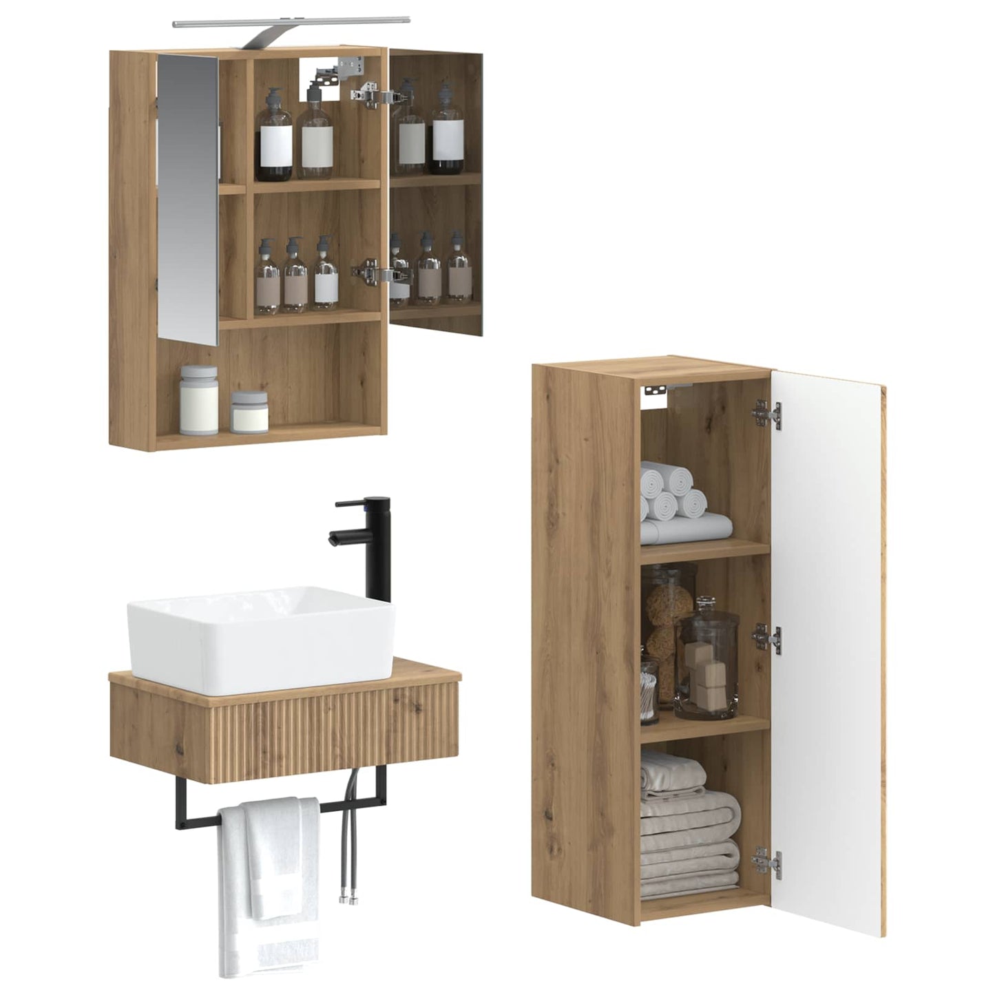 Bathroom Cabinet Set 4 pcs Artisan Oak 50 x 14.5 x 70 cm