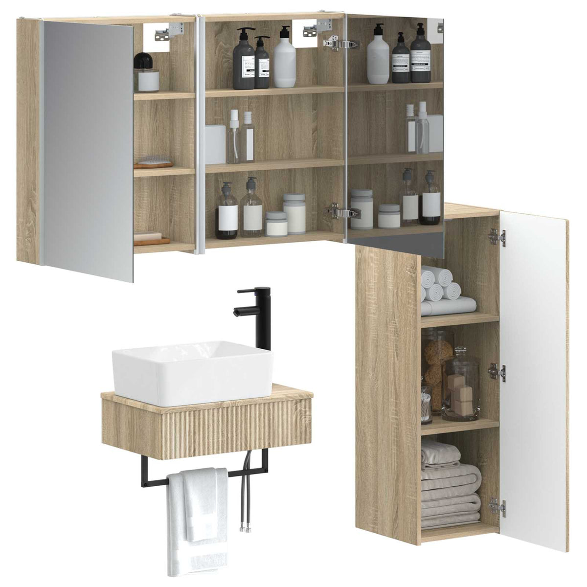 Bathroom Furniture Set 4 pcs Sonoma Oak