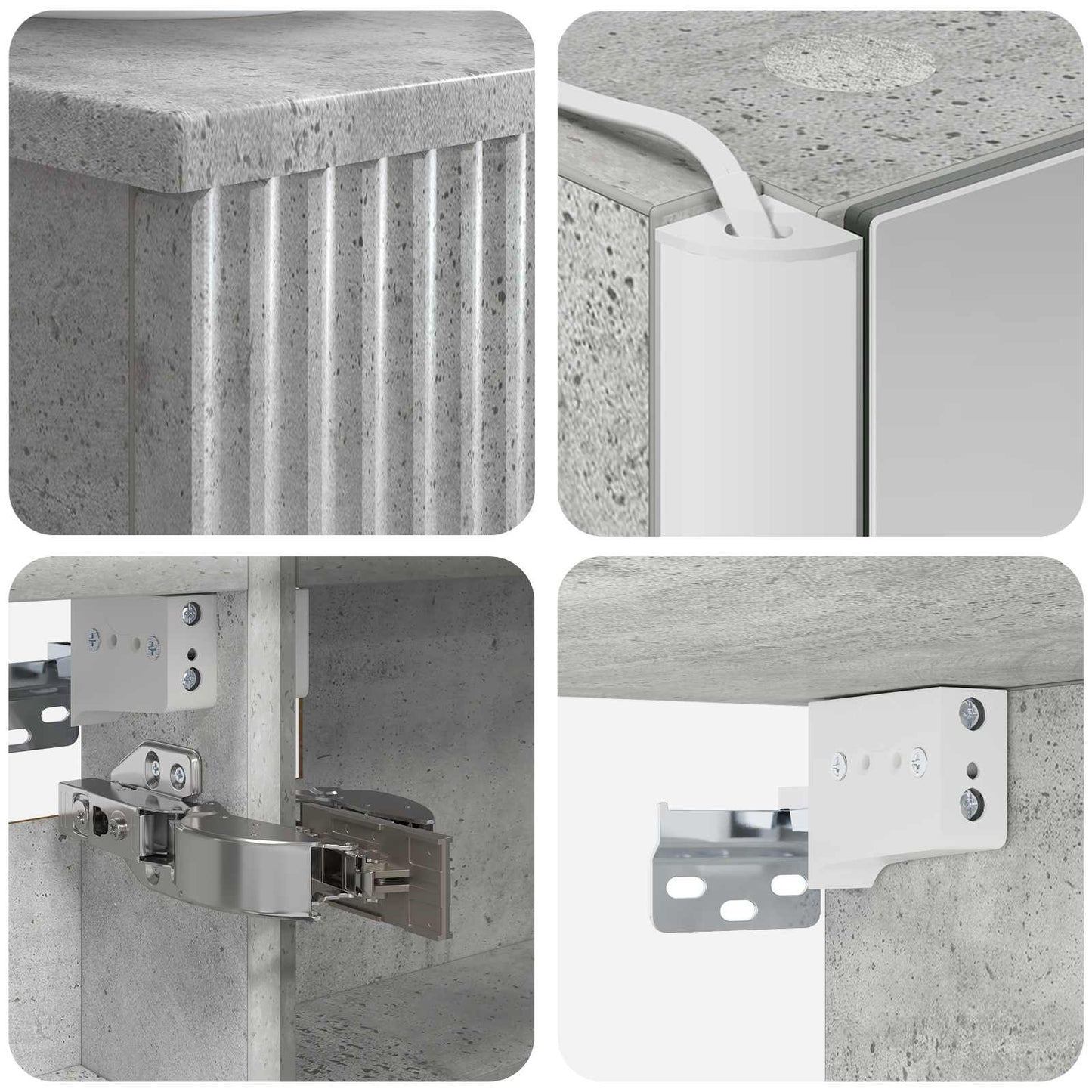 Bathroom Furniture Set 4 pcs Concrete Grey