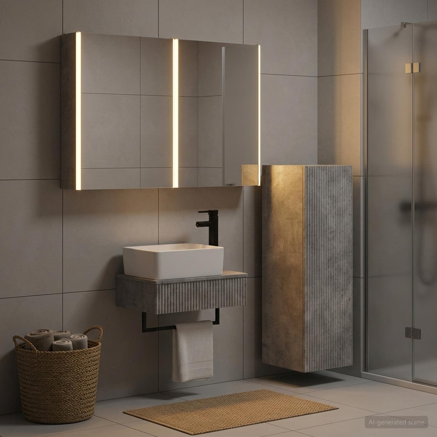 Bathroom Furniture Set 4 pcs Concrete Grey