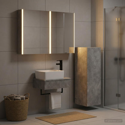 Bathroom Furniture Set 4 pcs Concrete Grey