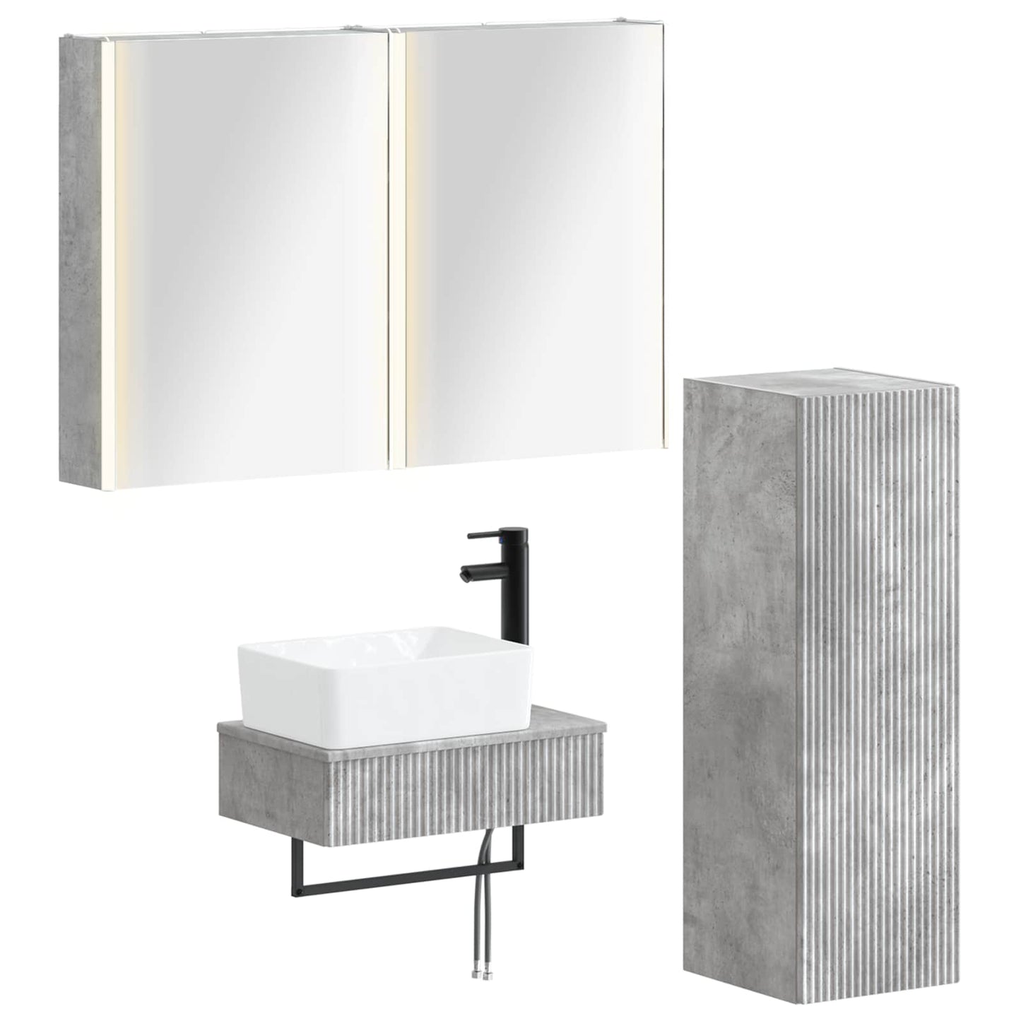 Bathroom Furniture Set 4 pcs Concrete Grey