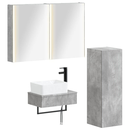 Bathroom Furniture Set 4 pcs Concrete Grey