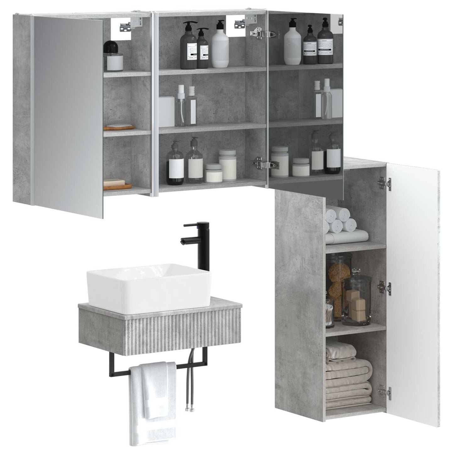 Bathroom Furniture Set 4 pcs Concrete Grey