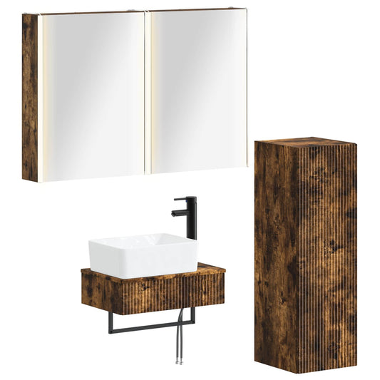 Bathroom Furniture Set 4 pcs Smoked Oak