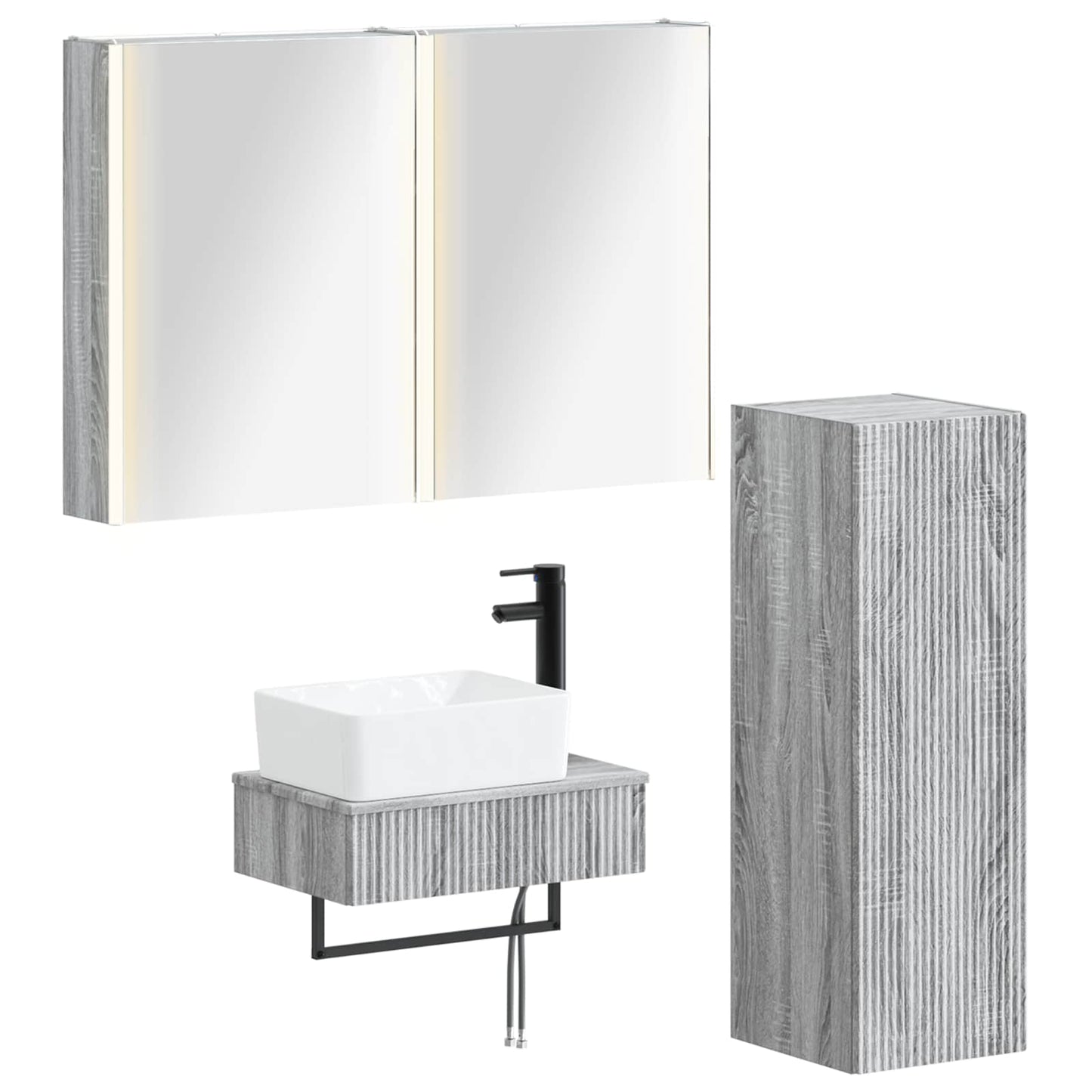 Bathroom Furniture Set 4 pcs Grey Sonoma