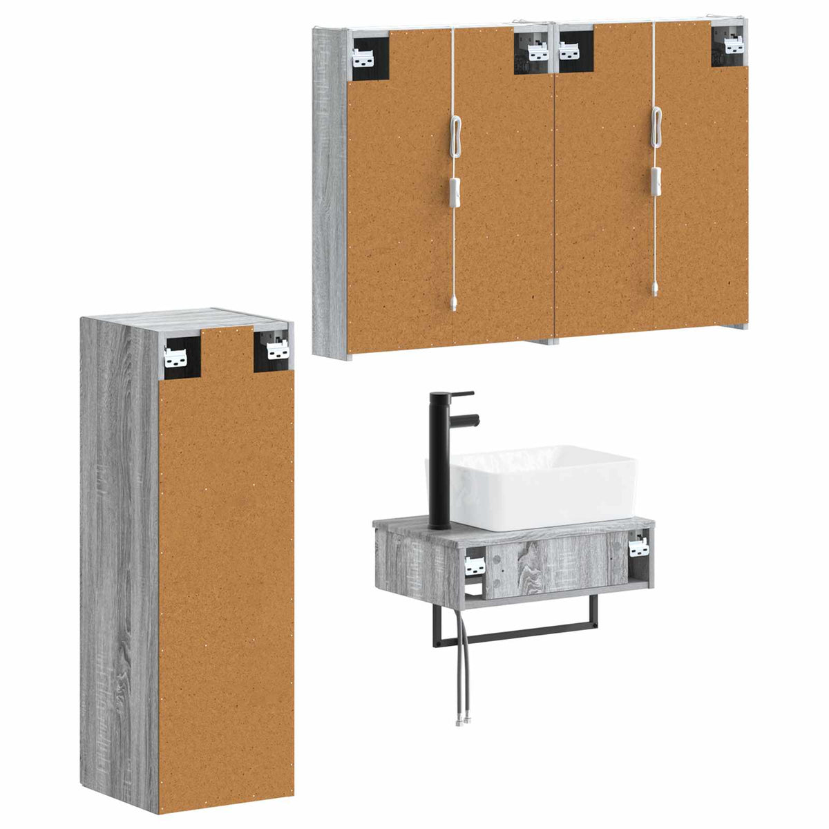 Bathroom Furniture Set 4 pcs Grey Sonoma