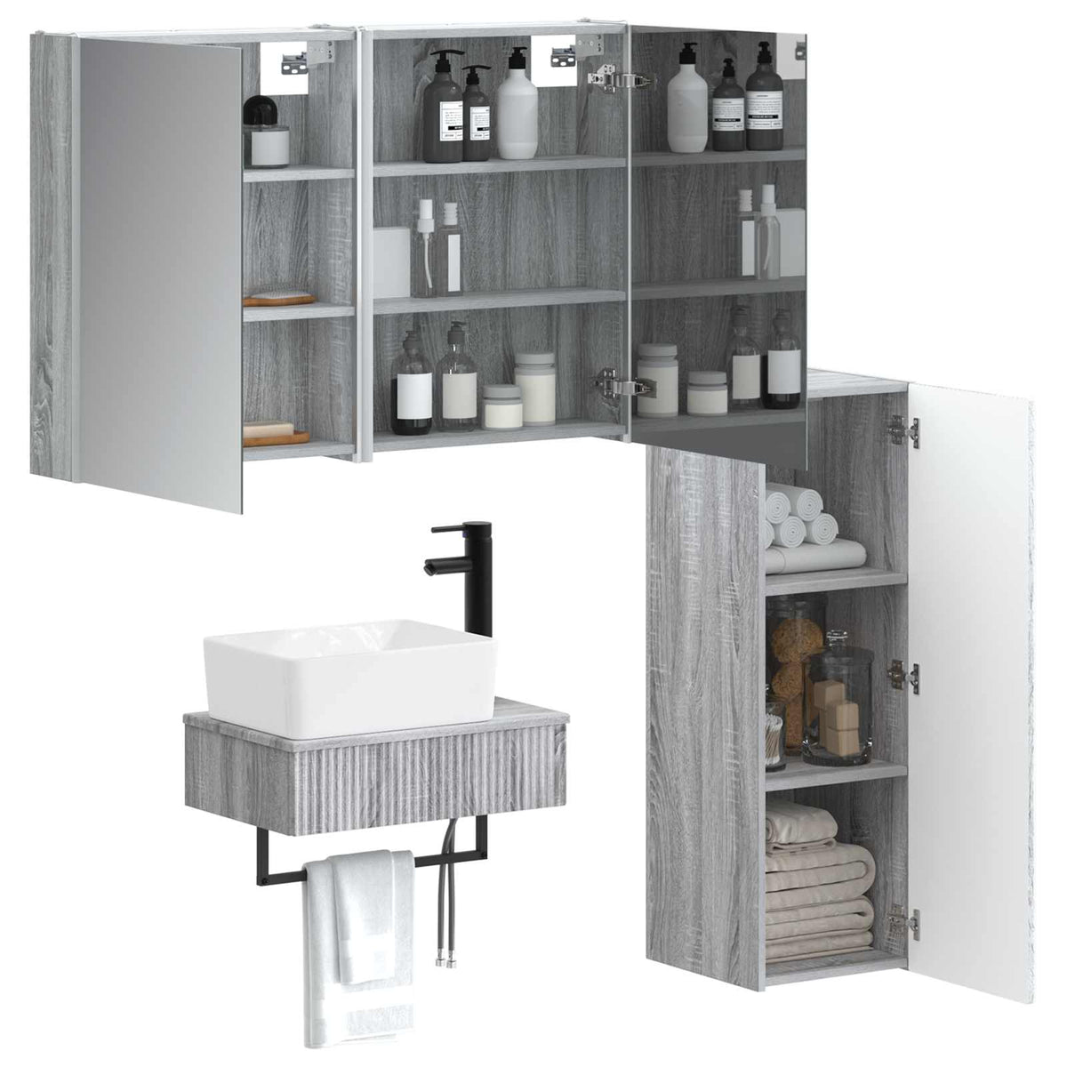 Bathroom Furniture Set 4 pcs Grey Sonoma