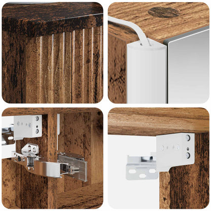 Bathroom Furniture Set 4 pcs Old Wood Engineered Wood and Glass